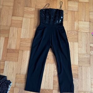 Alice + Olivia Jeri Sequin Embellished Jumpsuit black 4 party cocktail